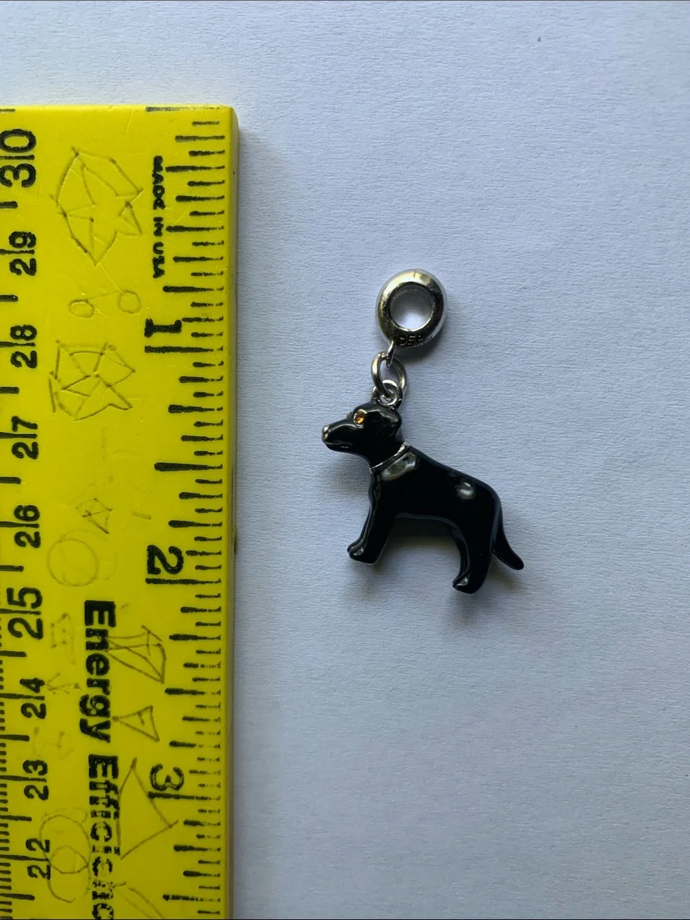 Black Enamel Dog Charm Pendant with Gold Eye